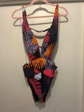 Bar III Multicolor Tropical Print One-Piece Swimsuit